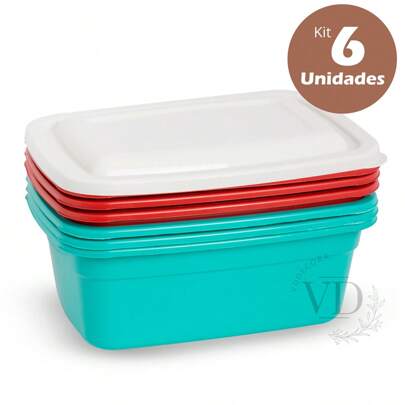 Kit com 06 Potes de Plástico Cores Sortidas