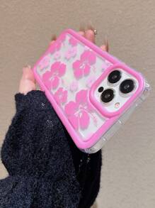 Flower Phone Case Inflatable Floral Transparent Air Cushion Anti-Fall Phone Case, Compatible With Iphone13ProMax/12/15ProMax/15Plus/15Pro/15/S25,International Version, Not The Domestic Version - Hot Pink - View 3