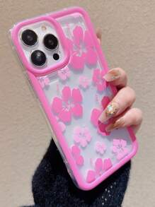 Flower Phone Case Inflatable Floral Transparent Air Cushion Anti-Fall Phone Case, Compatible With Iphone13ProMax/12/15ProMax/15Plus/15Pro/15/S25,International Version, Not The Domestic Version - Hot Pink - View 2