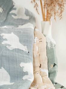 HappyFlute 彩虹和太阳熊图案平纹细布竹纤维婴儿裹巾襁褓毯 3 件套 120*110 厘米 带 Oeko 认证