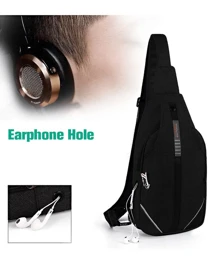 WATERFLY Crossbody Sling Bag Men Women Anti Theft Backpack For Traveling Chest Shoulder Bag - 黑色 - 查看 8