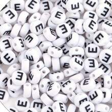100/200/300/400/500/1000Pcs 4x7mm White Round Acrylic Black Letter Beads A-Z Mixed Loose Beads For DIY Bracelets Necklaces Keychains Small Business Jewelry Making Craft Supplies