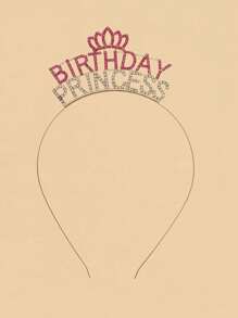 1件女王鑽石皇冠,粉色水晶皇冠造型合金髮飾派對配件,女士生日派對髮飾,公主角色扮演服裝配件 - 彩色 - 查看 1