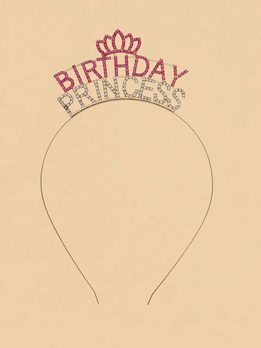 1件女王鑽石皇冠,粉色水晶皇冠造型合金髮飾派對配件,女士生日派對髮飾,公主角色扮演服裝配件 - 彩色 - 查看 1