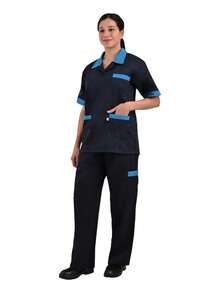 Juego de Filipina De Limpieza Con Pantalón Mod 1803 - Azul marino con turquesa - Ver 4