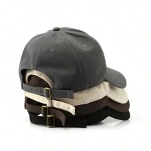 1pc Solid Color Vintage Baseball Cap For Men & Women, Outdoor Sunscreen Baseball Cap With Large Head Circumference And Washable Material, Autumn & Winter Casual - Multicolor - View 5