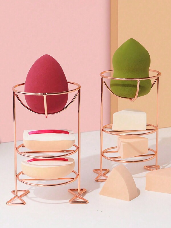 1pc 2/3 Layers Layers Makeup Sponge Holder,Metal Washable Reusable Beauty Tool Egg Powder Display Save Desktop Space Stand Puff Blender Foundation Sponge Drying Rack