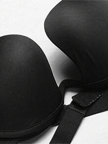 Sujetador con aumento de pecho con copas con relleno y diseño de escote bajo, lencería para mujer - Negro - Ver 6