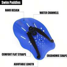 1pair Swimming Hand Paddles With Adjustable Straps, Swimming Equipment For Women Men, Swimming Fins For Training, Practical Swimming Paddles - Black - View 9