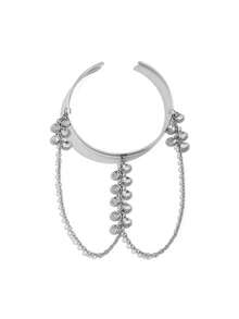 1pc Personalized Exaggerate Geometrical Lines Design Metal Arm Cuff With Rhinestone Fit For Women's Daily Wear In Summer - Gold - View 11