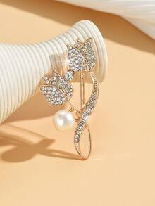 yijiangbeiting 1 Miếng Duyên dáng Hợp kim kẽm Đồ trang trí Ngọc Trai giả Pha lê Thiết kế cánh Trâm cài Đối với phụ nữ Để Trang Trí Hàng Ngày - trắng - Xem 15