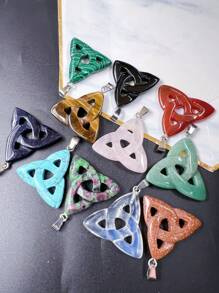 1入天然水晶凱爾特結幸運符吊墜項鍊,治療寶石吊墜項鍊,手工珠寶,適用於男女少女情人節禮物,每日佩戴 - 彩色 - 查看 2