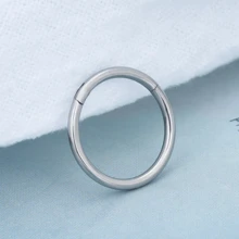 1pc G23 Titanium Hinged Hoop Nose Rings 18G 16G Septum Ring Body Piercing Jewelry Helix Cartilage Rook Earring - Gold - View 9