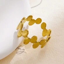 Nhẫn thời trang đơn giản theo phong cách cổ điển châu Âu và Mỹ xuyên biên giới, nhẫn đơn bằng thép titan mở có thể điều chỉnh, màu vàng - Vàng - Xem 1