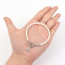 1pc New Initial Pendant Toggle Clasps Beaded Bracelet For Women Party