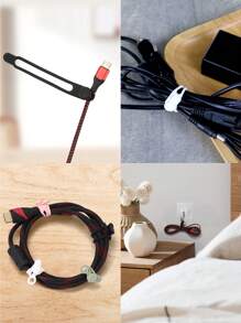 硅膠電纜捆綁器,適用於手機充電器,電腦,耳機,可重複使用的硅膠電纜帶,適用於辦公室、家庭、廚房、學校（多色）