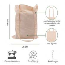 Paquetes de Bolsas Tote Bag De Manta Cruda 40 X 35 cm. 100% Algodon - Beis - Ver 3