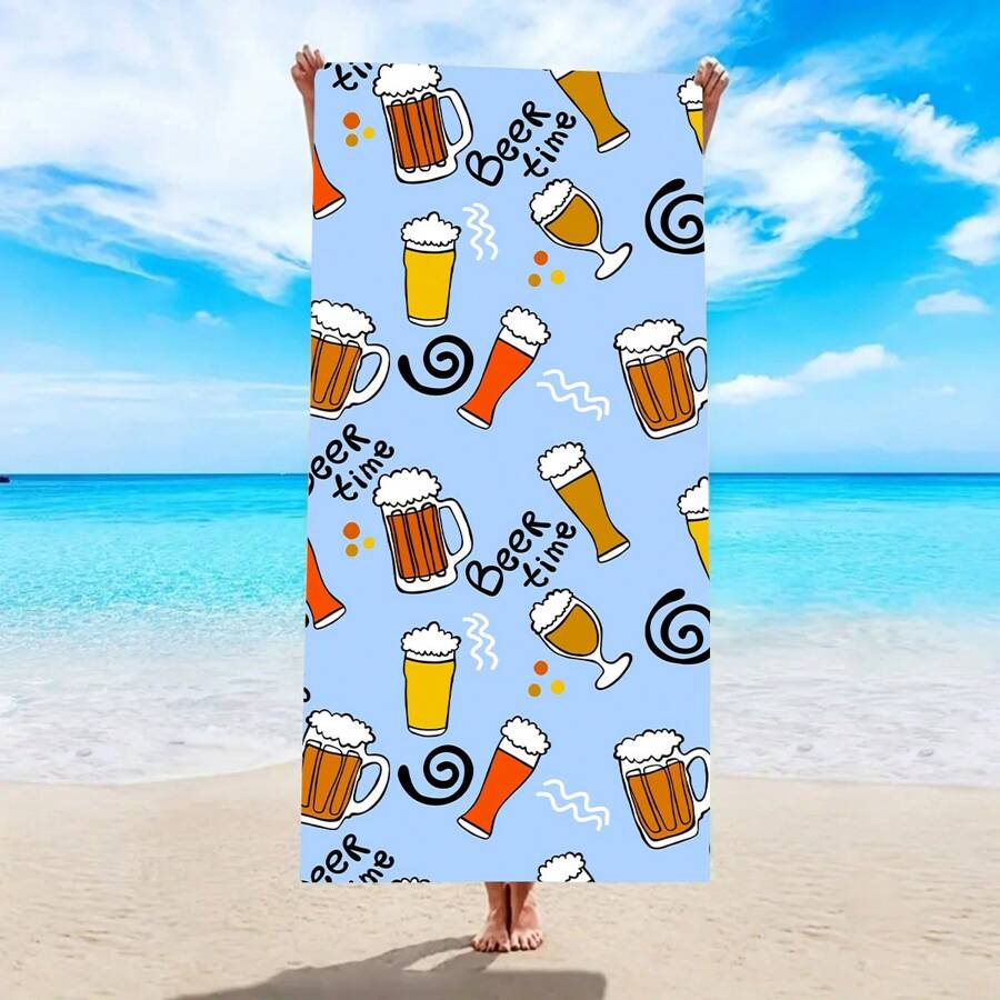 1pc Extra Large Beach Towel, Oversized, Super Absorbent, Beach Blanket, Ultra-Soft Microfiber, Essential For Summer, Wind/Sun Proof, Beach, Parties, Drying For Travel, Camping, Beach Accessory, Holiday Essential Gift Beach Essentials - Baby Blue - View 1