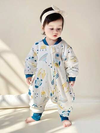 2.5tog 卡通舒适婴儿儿童睡袋带腿部隔层，春秋款爱心情人节