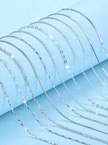 FOREVER QUEEN 925純銀頸鏈女士o形鍊盒鍊水波鍊星空鍊長款配鍊素鍊鎖骨鍊