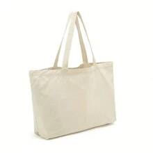 2/4/6/8/10 Peças Sacolas de Lona Branca, Sacolas de Presente para Reunião Anual, Design DIY, Minimalista Elegante, Sacolas de Presente para Damas de Honra e Casamento, Bolsas de Cosméticos, Bolsas de Viagem Simples, Bolsas de Maquiagem de Viagem de Grande Capacidade: O Companheiro Perfeito para a Beleza ao Ar Livre! Adequado para Casamentos, Aniversários, Praias e Feriados, O Melhor Presente para Família e Amigos. Esta Sacola Grande é Adequada para Estudantes, Volta às Aulas e Professores. É um Design Inovador, de Grande Capacidade, Sacola de Armazenamento Casual Portátil, Uma Sacola de Compras Ideal. - Bege - Visão 4