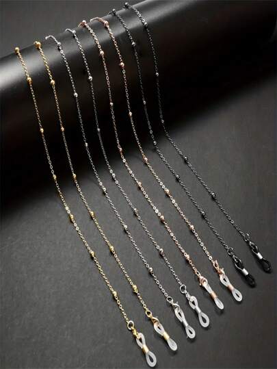 سلسلة نظارات مزينة بخرز من الفولاذ المقاوم للصدأ لتثبيت نظارات العين و تغطية الوجه العتيقة للرجال و النساء