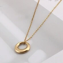 1 Miếng Váy rộng Vòng cổ mặt dây chuyền Thép không gỉ Xương quai xanh Chuỗi Thích hợp Đối với Của phụ nữ Mặc hàng ngày - Vàng - Xem 5