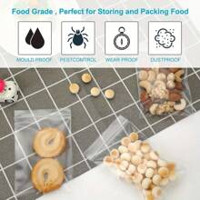 100入組/pack 多尺寸增厚8股透明自封袋,pe材質製成,可重複使用,適合零食、種子、珠寶首飾、服裝與配件包裝等用途 - 無色 - 查看 11