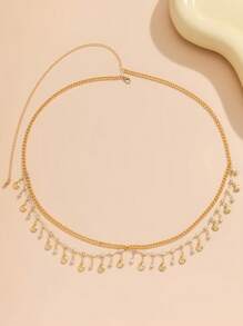 1 stuk Persoonlijkheid En Chique Boheemse stijl Ontwerp High-end Mode Strass Metaal Dubbellaags Kwast Lichaamsketting Tailleketting Voor vrouwen , Kan zijn Voor Dagelijks , Feest Of Avond , A Perfect Geschenk Keuze Voor Jouw Vriend , Of Als Geschenk