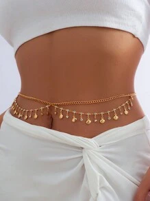 1 stuk Persoonlijkheid En Chique Boheemse stijl Ontwerp High-end Mode Strass Metaal Dubbellaags Kwast Lichaamsketting Tailleketting Voor vrouwen , Kan zijn Voor Dagelijks , Feest Of Avond , A Perfect Geschenk Keuze Voor Jouw Vriend , Of Als Geschenk
