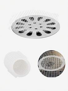 30 Tròn 90mm Giường đôi tiêu chuẩn Đôi tai Sơi thủy tinh Phòng vệ sinh Phòng tắm Tóc Chống tắc nghẽn Dùng một lần Thoát Nước Sàn Dán Cống rãnh Phòng bếp Bộ lọc Nắp Thoát Nước Tầng Cống - trắng - Xem 11