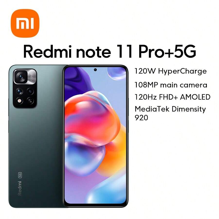 Xiaomi 小米紅米Note 11 Pro+ Plus 5G + 4G 全球版本智慧型手機，6+128GB/8+256GB，6.67吋120Hz FHD+ AMOLED DotDisplay 108MP Pro-Grade主攝像頭 120W HyperCharge MediaTek Dimensity 920 5G 6nm超高性能處理器
