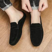 男士春夏新款鬆身開車休閒鞋，柔軟鞋底，英式休閒皮鞋 - 黑色 - 查看 4