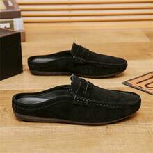 男士春夏新款鬆身開車休閒鞋，柔軟鞋底，英式休閒皮鞋 - 黑色 - 查看 5