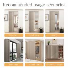 1 Set Of Pleated Blackout Curtain Set With Hooks, Wave Fold Door Window Curtains For Room Divider, Suitable For Living Room, Bedroom, Doorway, Patio, Office, Hallway, French Doors - Beige - View 6