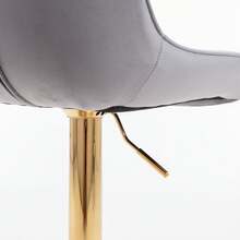 24-32 Inch Velvet Bar Stools, Counter Height Adjustable Swivel Barstools High Bar Chairs With Back & Golden Metal Base, Simple Bar Stool With Footrest For Home Kitchen Island, Pub(Ivory, Set Of 8) - Xám - Xem 10