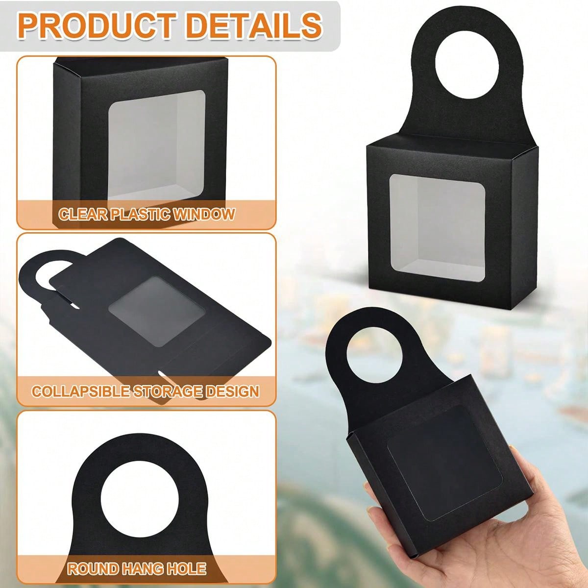 Kraft Paper Wine Bottle Box With Window Hanging Foldable Wine Boxes