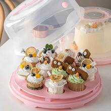 8 Inch Pie Cupcake Box, Airtight Storage With Lid And Handle, Round Cake Shipping Container Cake Box For Party Camping Kitchen Picnic - White - View 4