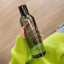 1個500毫升/16.9盎司塑料透明運動水瓶,創意大容量防漏水杯帶時間標記,適用於外出、運動、健身、戶外 - 黑色 - 查看 3