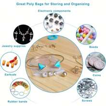 100入組/pack 多尺寸增厚8股透明自封袋,pe材質製成,可重複使用,適合零食、種子、珠寶首飾、服裝與配件包裝等用途 - 無色 - 查看 9