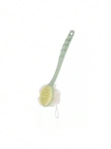 1 pezzo Spazzola per il bagno 2-in-1 con manico lungo e setole morbide per lo scrubbing della schiena e il lavaggio del corpo