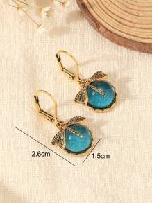 1 Par De Pendientes Vintage De Libélula Y Cristal Verde, Joyería De Estilo Bohemio Para Mujeres, Fiesta