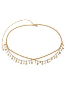 1 stuk Persoonlijkheid En Chique Boheemse stijl Ontwerp High-end Mode Strass Metaal Dubbellaags Kwast Lichaamsketting Tailleketting Voor vrouwen , Kan zijn Voor Dagelijks , Feest Of Avond , A Perfect Geschenk Keuze Voor Jouw Vriend , Of Als Geschenk