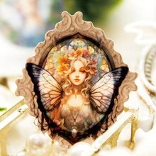 YANJI 1 gói/30 cái Đẹp Nàng tiên Chủ đề Hình dán , Retro & Creative Thẩm mỹ Giấy dán , Trang trí DIY Cắt dán Chất liệu Đối với Thủ công Thủ công mỹ nghệ , Cá nhân hóa Sổ lưu niệm Văn phòng phẩm trường học Quân nhu - Xanh và trắng - Xem 6
