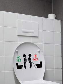 1pc Funny Bathroom Signs,Toilet Prohibit Logo,Waterproof Removable Toilet Seat Sign - Black - View 6