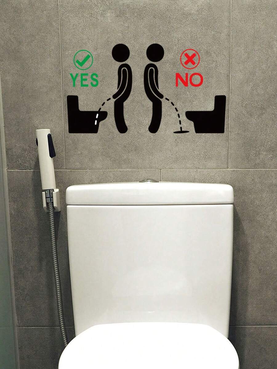 1pc Funny Bathroom Signs,Toilet Prohibit Logo,Waterproof Removable Toilet Seat Sign - Black - View 1