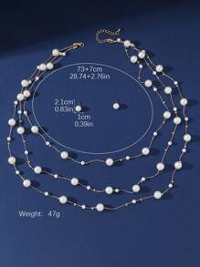 Conjunto de joyas falsas estilo de vacaciones de 3 piezas que incluye collar, cadena para suéter de cuentas de varios colores y aretes para uso diario de mujeres y accesorio de playa - Multicolor - Ver 8