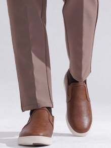 SHOESMALL Men's Slip On Shoes Lightweight Slip On Fashion Sneakers Brown Casual Slip On Shoes For Men - AMY3051A-棕色 - 查看 5