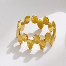 Nhẫn thời trang đơn giản theo phong cách cổ điển châu Âu và Mỹ xuyên biên giới, nhẫn đơn bằng thép titan mở có thể điều chỉnh, màu vàng - Vàng - Xem 2