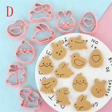8入組復活節曲奇模具(款式a),卡通兔子、復活蛋、餅乾印章、翻糖裝飾工具 - 粉色 - 查看 13